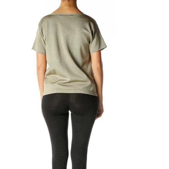 Linda Allard Ellen Tracy Green Solid Casual Blouse - Picture 2 of 3